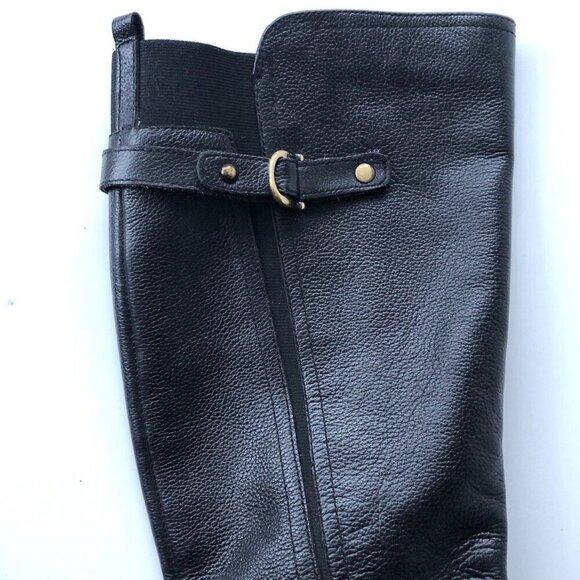 NATURALIZER Jillian Black Tall Knee High Leather Riding Boot Zipper Elastic 8.5M - Picture 9 of 16
